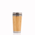Duble Walls 304stainless Steel Thermos Cup with Bamboo Shell and Food Grade PP Lid